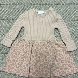 Elegant Baby long sleeve pink animal print sweater dress size 12mo